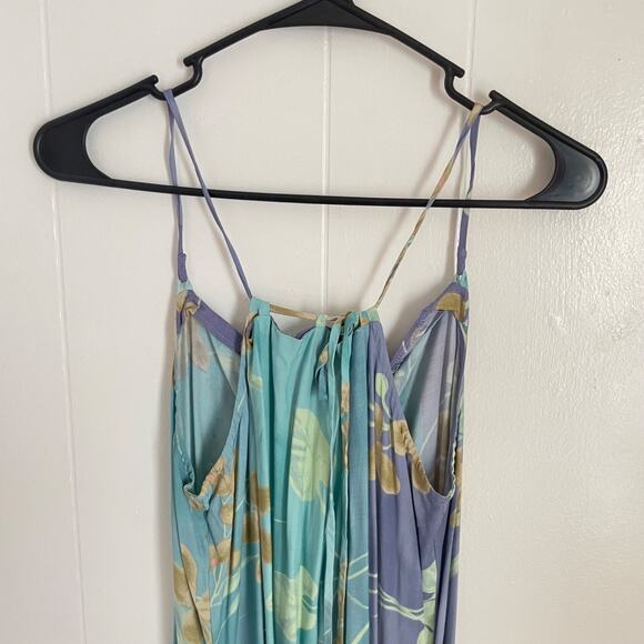 Y2K Mermaid Dress M Boho Fairy Blue Purple Tropical Beach Spaghetti Strap Cotton - Picture 3 of 10
